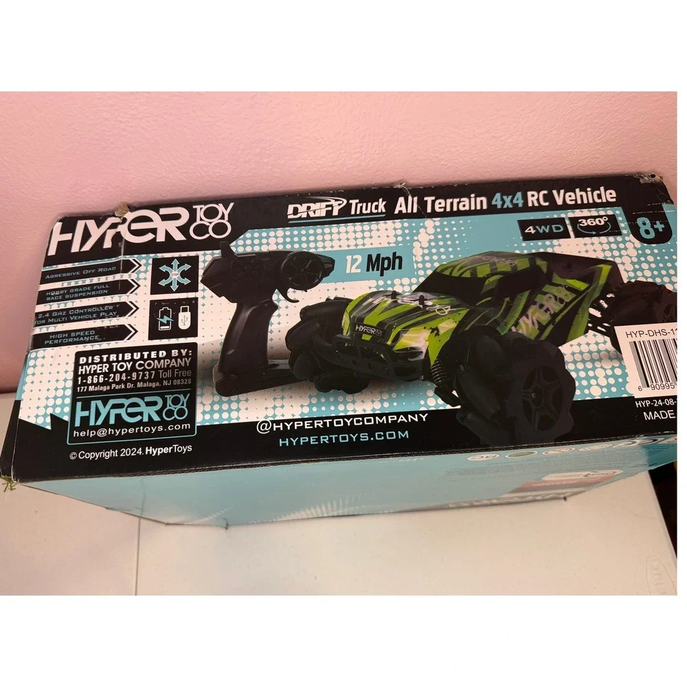 Hyper Toy Co Drift Truck All Terrain 4x4 RC Vehicle 1:10 Scale 12mph Green Black